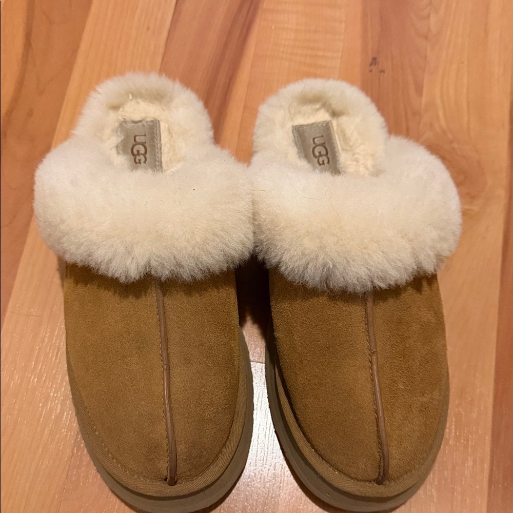 UGG Chestnut Suede Slippers with Cream Lining